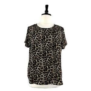 Chelsea & Theodore Tunic Top Short Sleeves Leopard Print Women’s Size XL